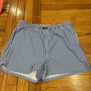 Blue and White Striped Women's Shorts